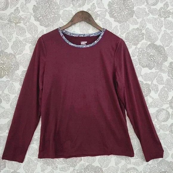 Lands' End Floral Long sleeve Crewneck T Shirt M 2614 - Picture 1 of 7